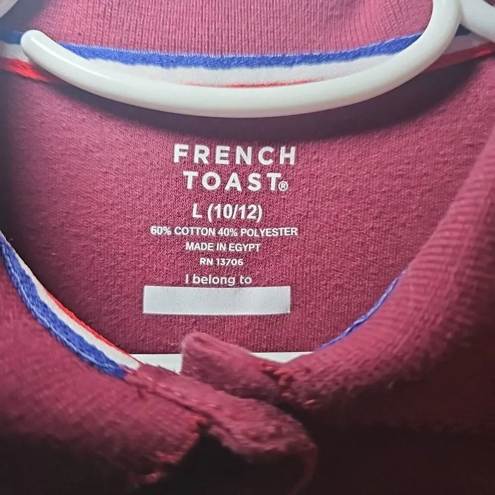 French Toast Girls Burgundy Long Sleeve Uniform Blouse Large 10/12
